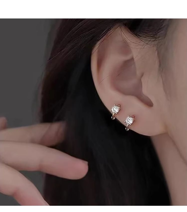 Huggie Alloy Rhinestone Earring