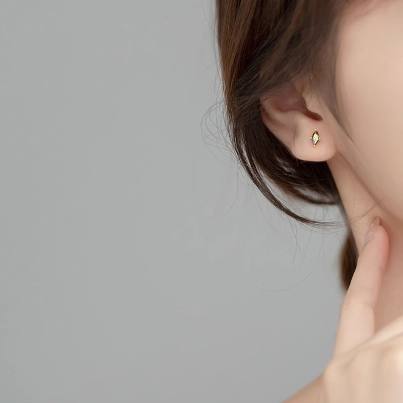 Rhinestone Earring Stud Alloy