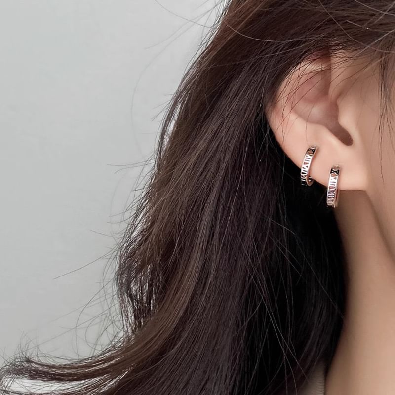 Earring Alloy Numeral Hoop Roman
