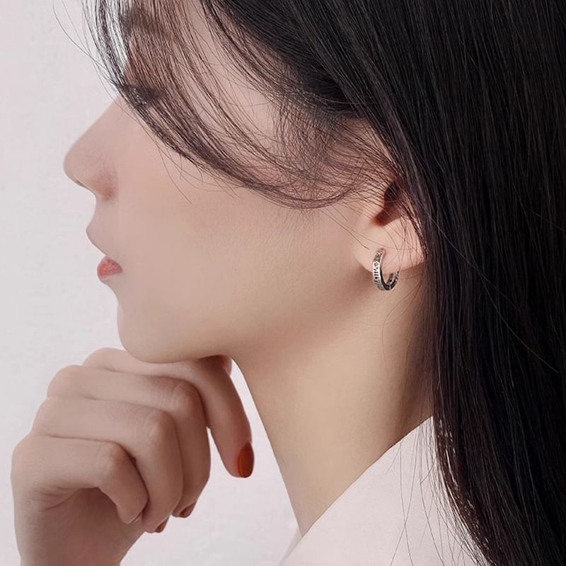 Earring Alloy Numeral Hoop Roman