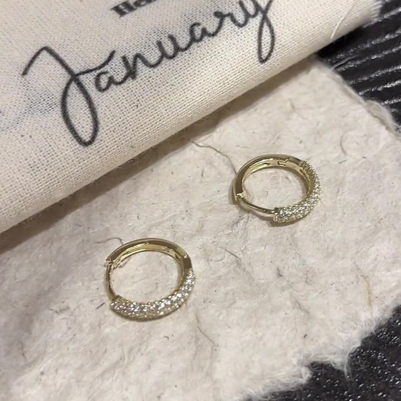 Rhinestone Hoop Alloy Earring