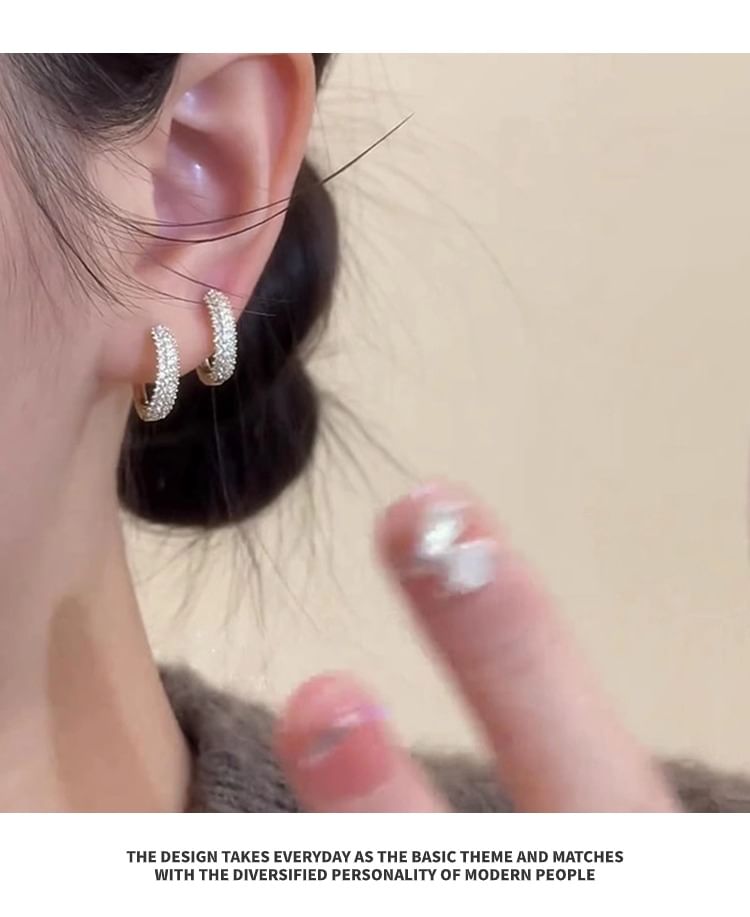 Rhinestone Hoop Alloy Earring