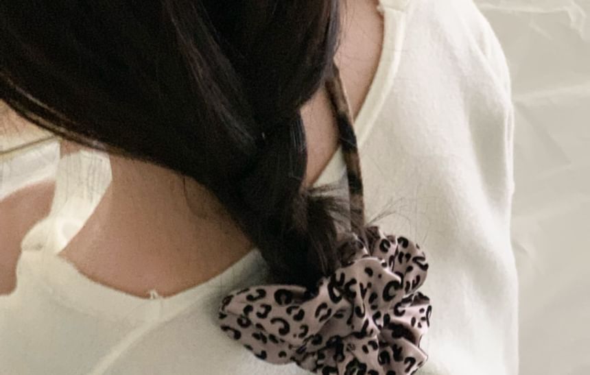 Print Hair Scrunchie Leopard