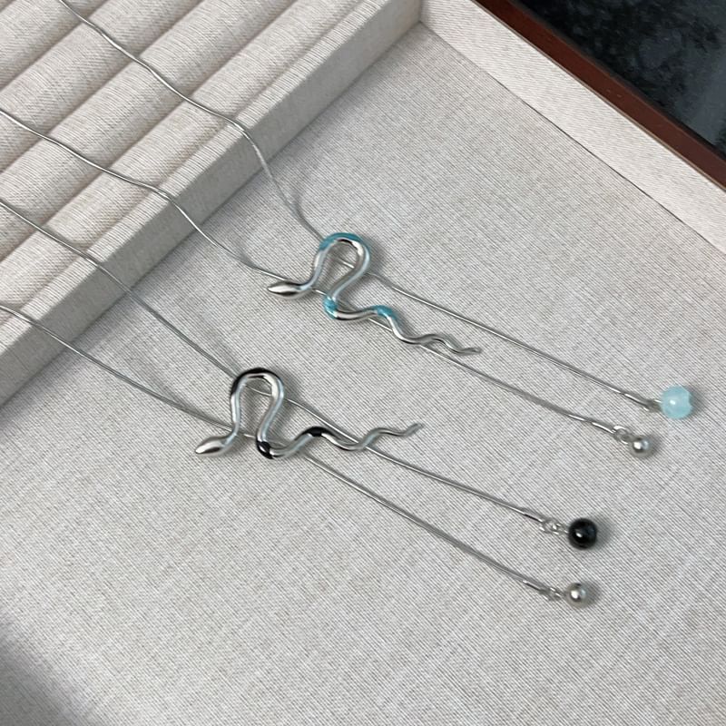 Lariat Pendant Necklace Snake Alloy