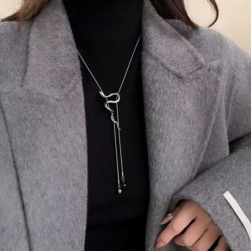 Lariat Pendant Necklace Snake Alloy