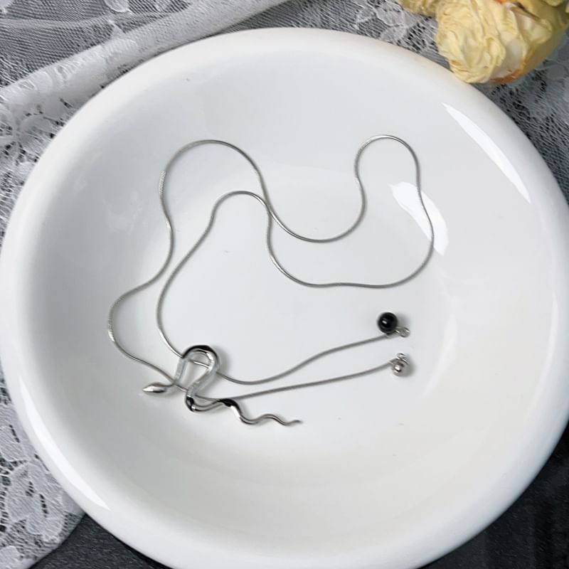 Lariat Pendant Necklace Snake Alloy