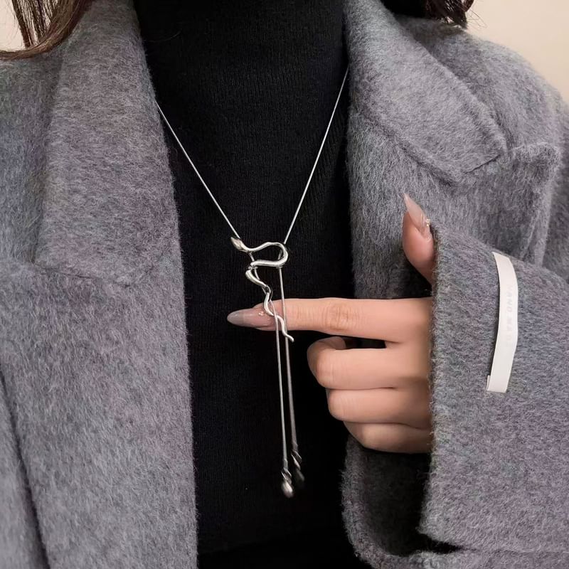 Lariat Pendant Necklace Snake Alloy