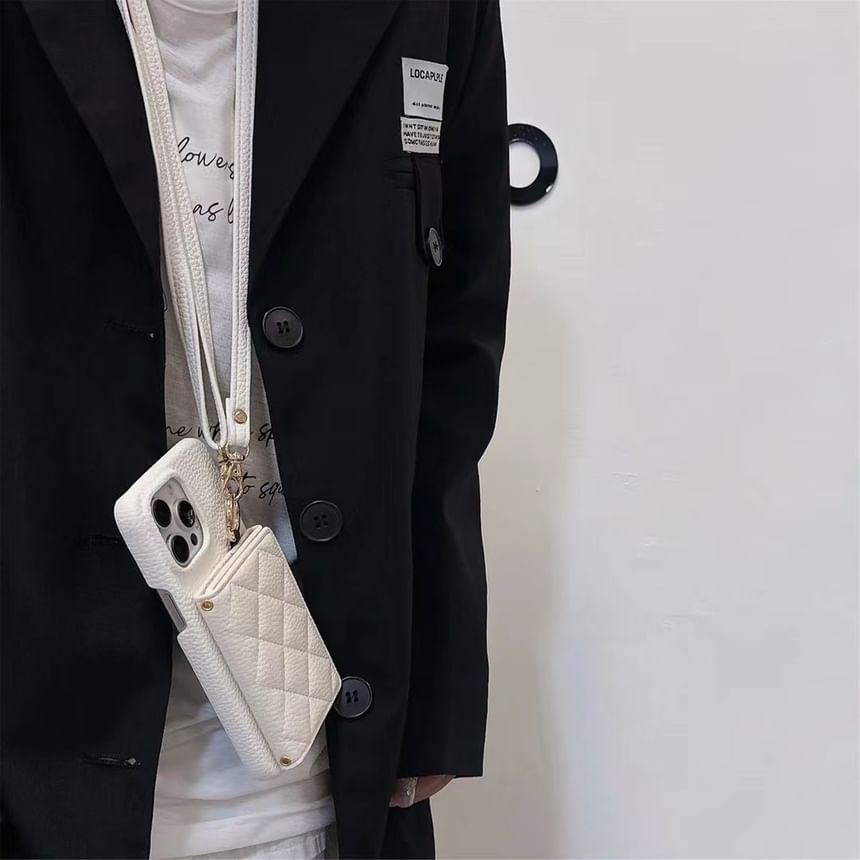 Case Lanyard Phone Card Faux with Leather Holder