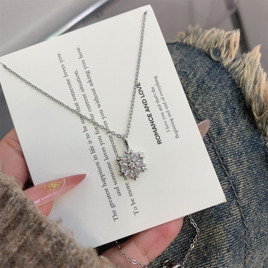 Necklace Pendant Snowflake Rhinestone