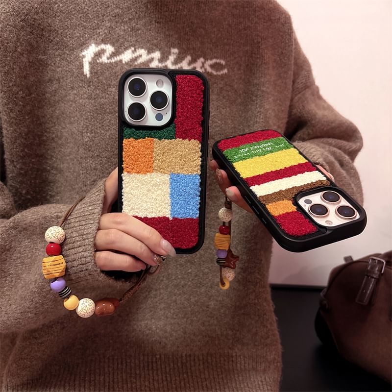 Set / Block Strap Chenille Phone Color Case