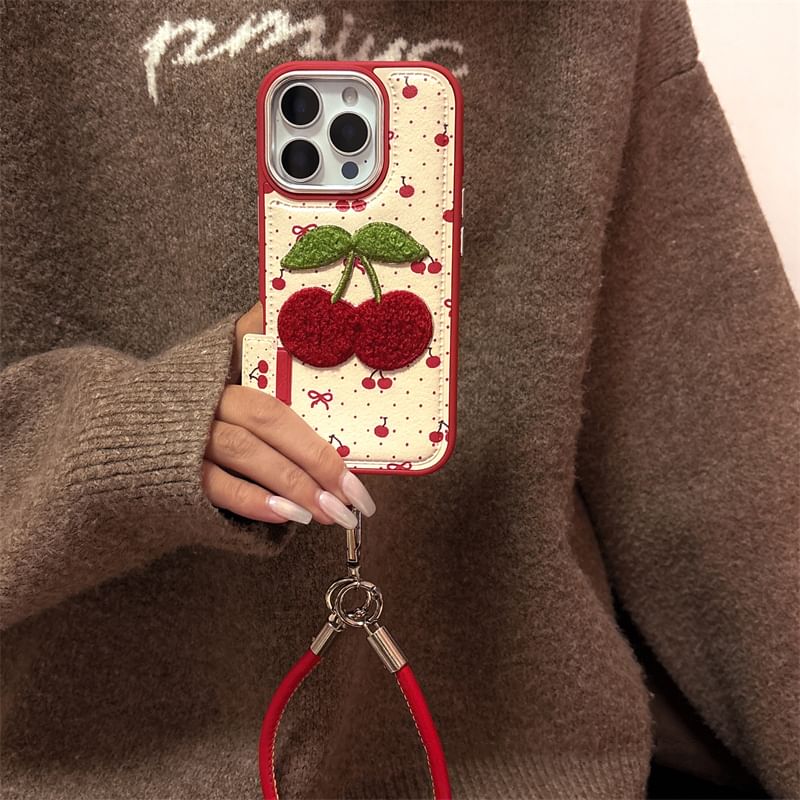 Case Set Strap Cherry Phone Embroidered /