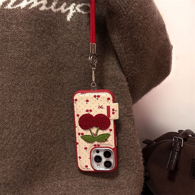 Case Set Strap Cherry Phone Embroidered /
