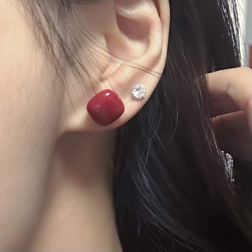 Square Earring Stud Silver 925 Sterling