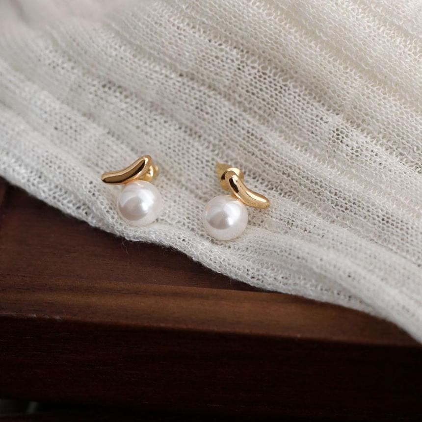 Silver Stud Sterling Earring 925 Pearl Faux