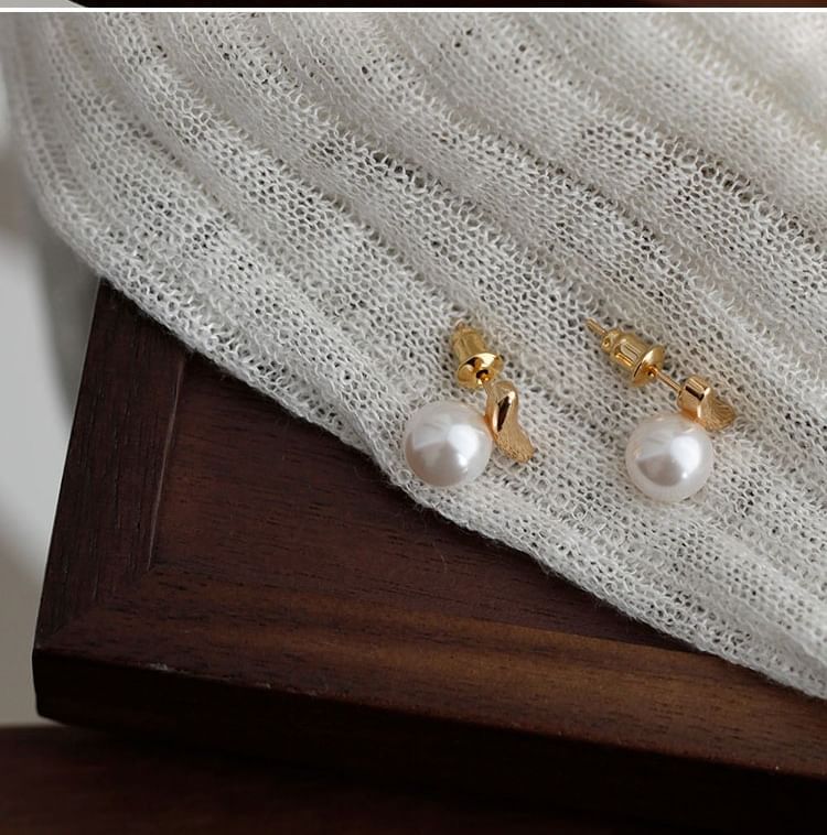 Silver Stud Sterling Earring 925 Pearl Faux