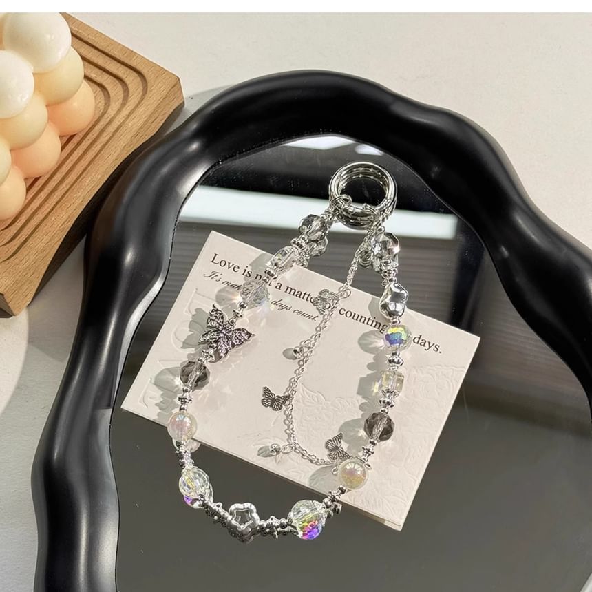 Phone Butterfly Strap Faux Pearl Crystal
