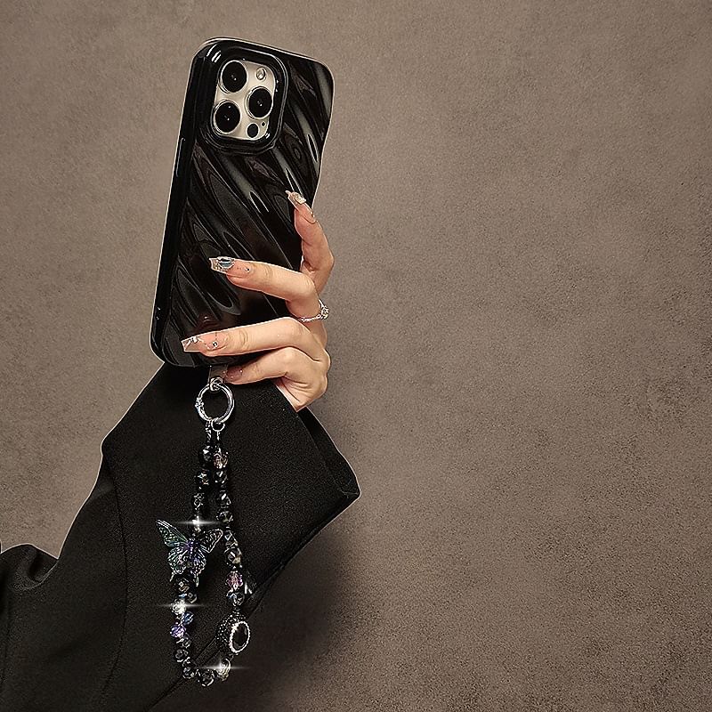 Faux Crystal Phone Strap Butterfly