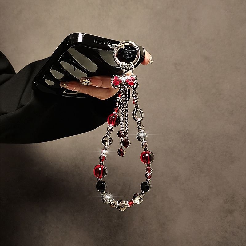 Strap Crystal Faux Phone Bow