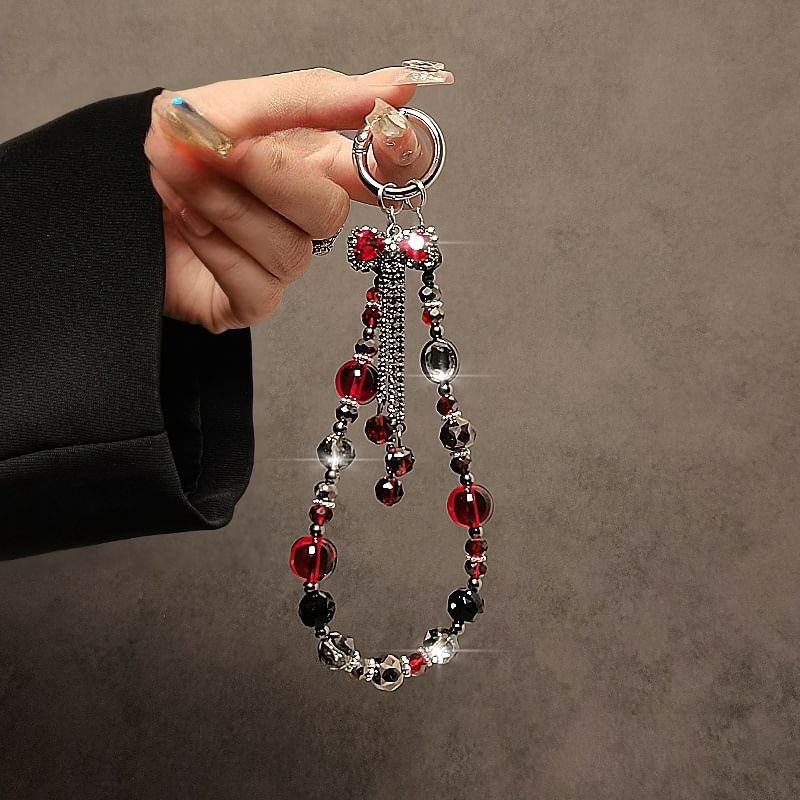 Strap Crystal Faux Phone Bow
