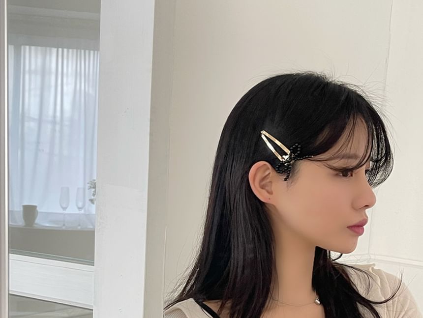 Bow Clip Hair Set Alloy Beaded