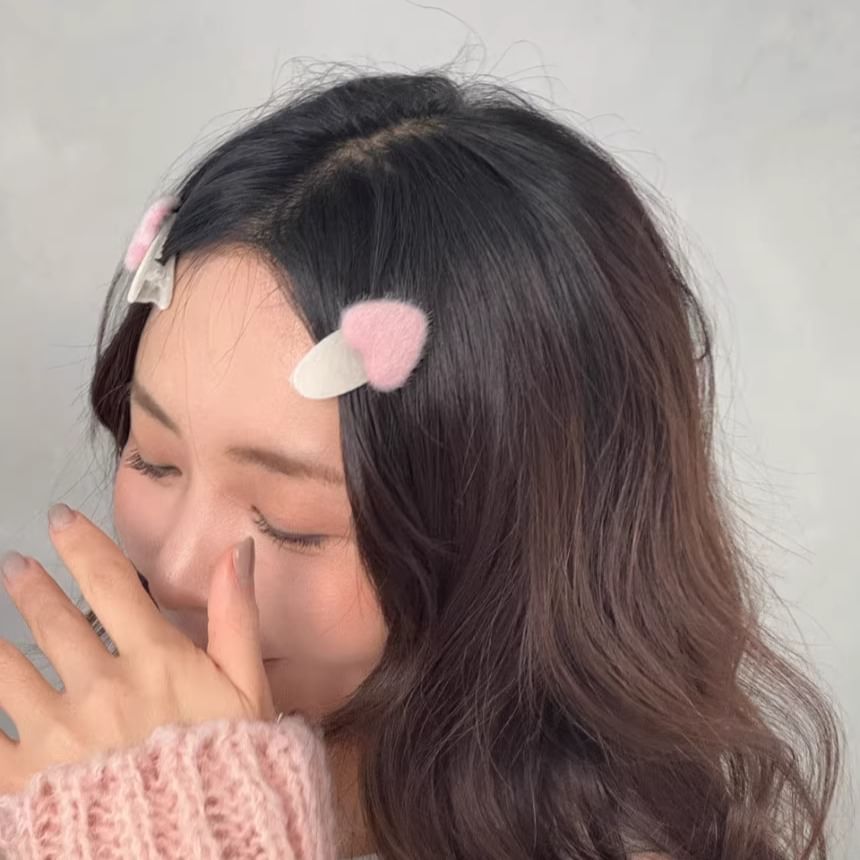 Set Clip Heart Fluffy Hair