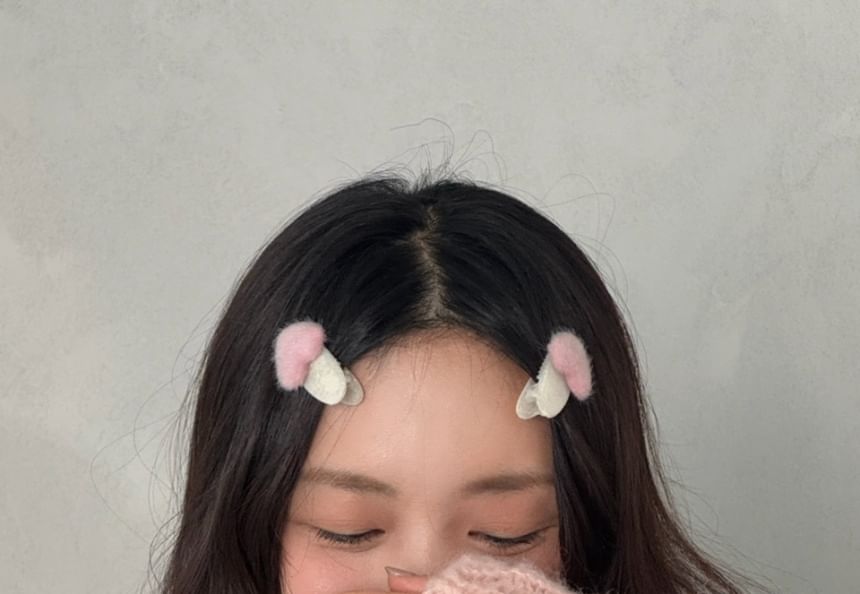 Set Clip Heart Fluffy Hair