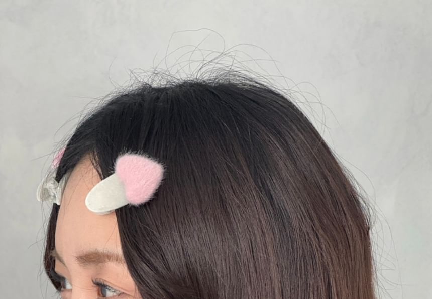 Set Clip Heart Fluffy Hair
