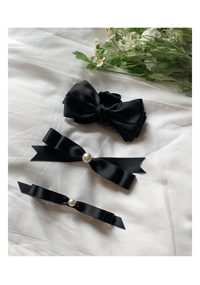 Faux Pearl Clip Bow Hair