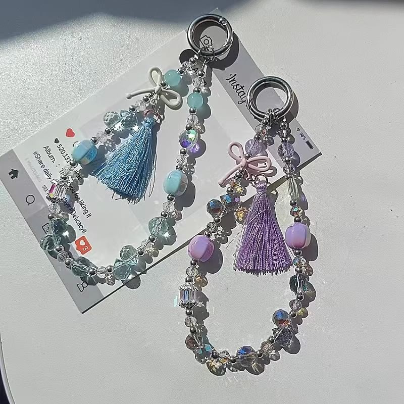 Lanyard Pad Strap Crystal Faux Bow Phone with