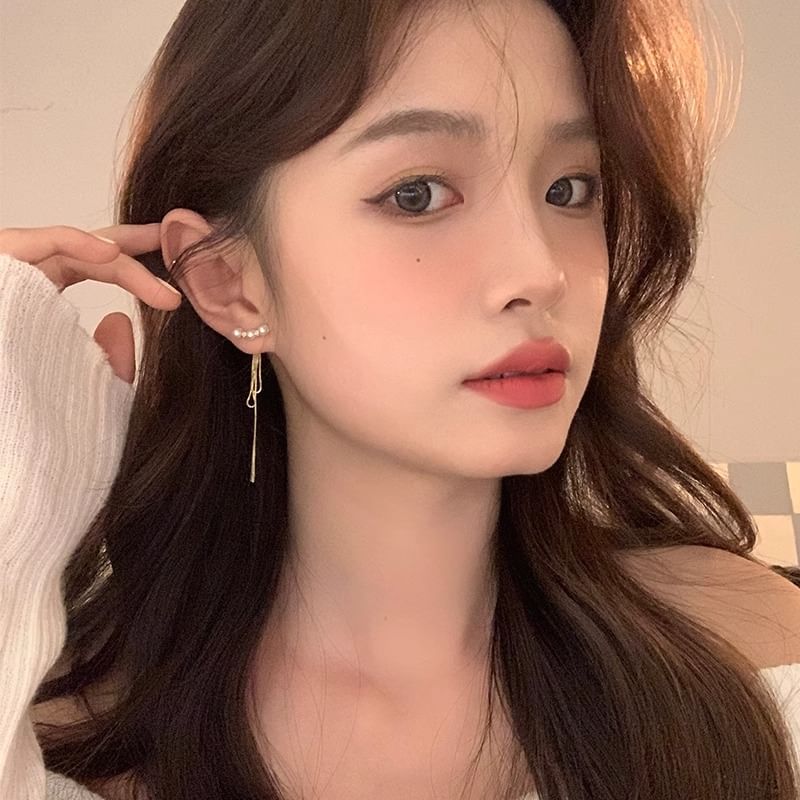 Alloy Pearl Threader Earring Faux