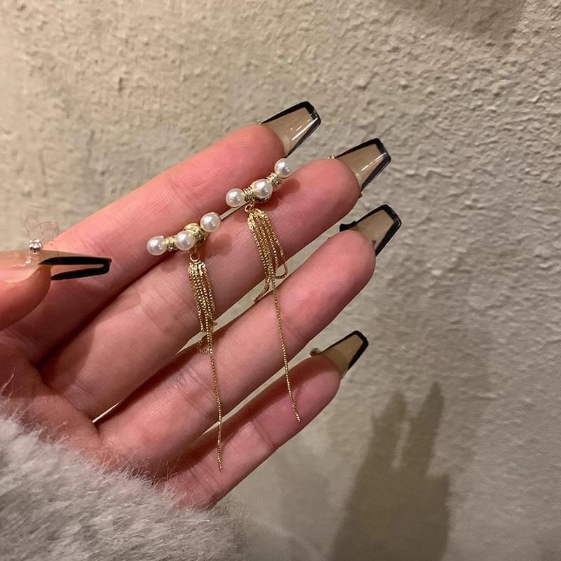 Alloy Pearl Threader Earring Faux