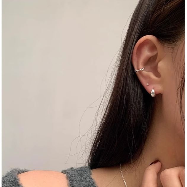 925 Hoop Sterling Silver Glossy Earring