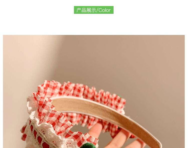 Plaid Detail Cherry Ruffle Headband