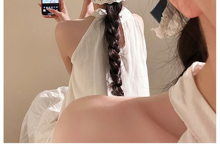 Denim Ruffle Panel Hair Bow Clip