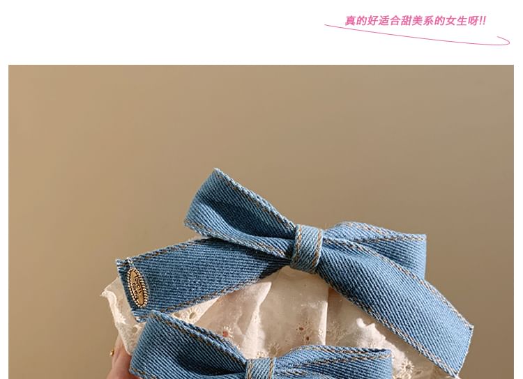 Denim Ruffle Panel Hair Bow Clip