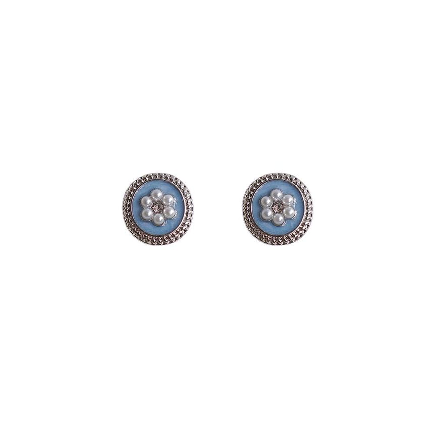 Ear Pearl Flower / Faux Earring Rhinestone Clip-On Stud