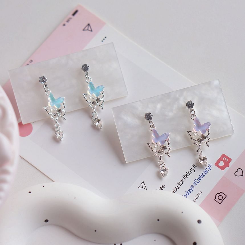 Clip-On Earring Butterfly Rhinestone Pearl Faux / Drop