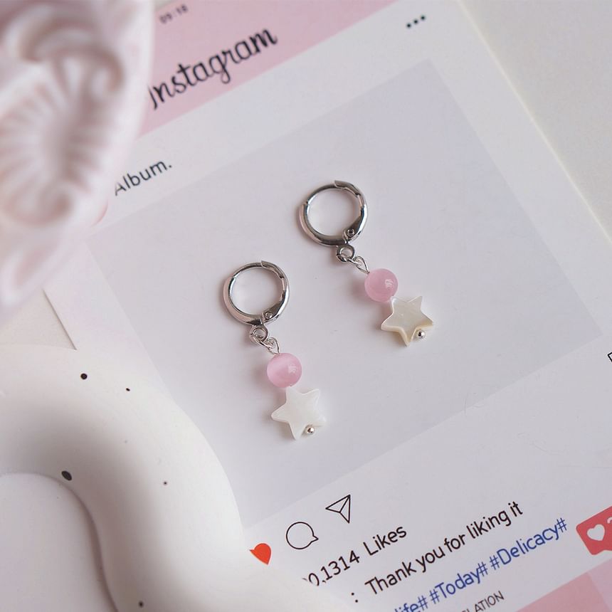 Beaded Huggie Earring Drop Star