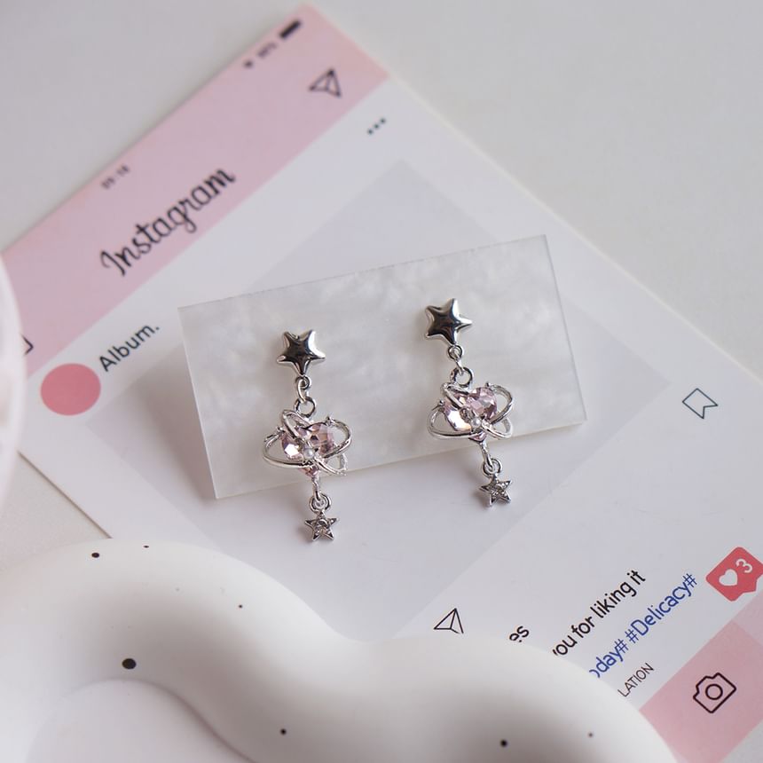 Star Heart Rhinestone / Drop Clip-On Earring