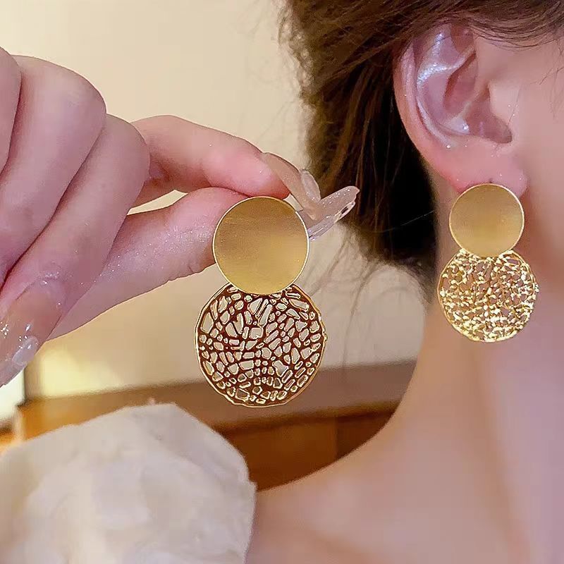 Earring Drop Disc Double