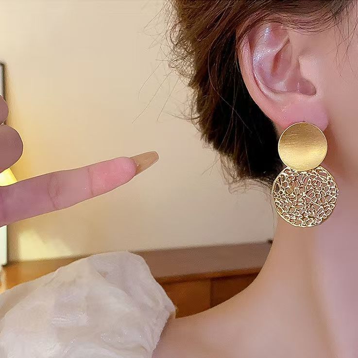 Earring Drop Disc Double