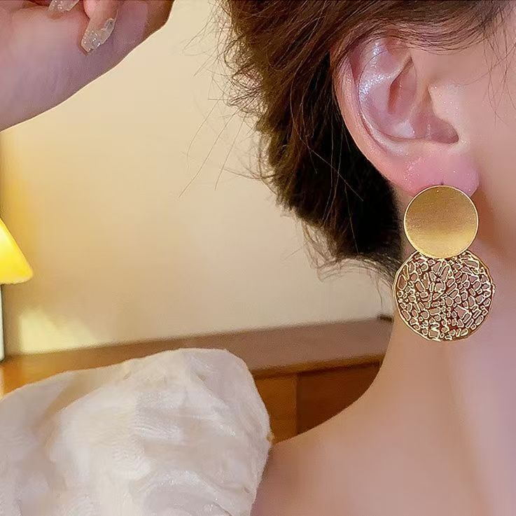 Earring Drop Disc Double