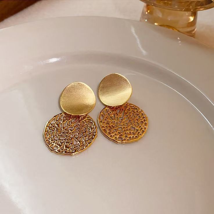 Earring Drop Disc Double