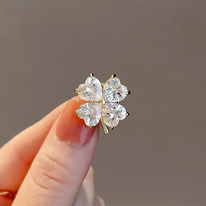 Cubic Clover Earring Zirconia Drop