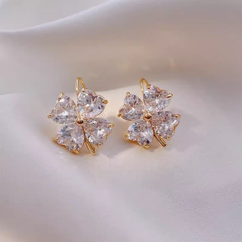 Cubic Clover Earring Zirconia Drop