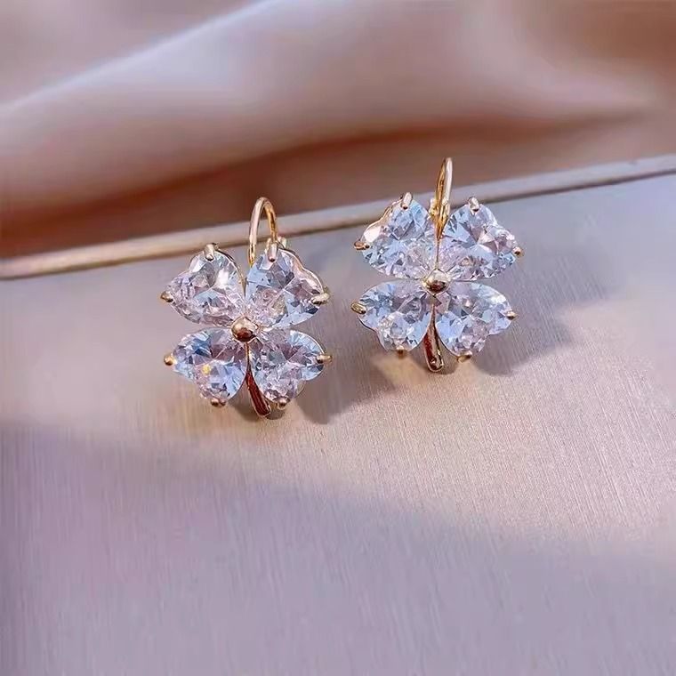 Cubic Clover Earring Zirconia Drop