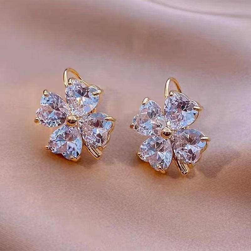 Cubic Clover Earring Zirconia Drop