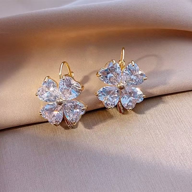 Cubic Clover Earring Zirconia Drop
