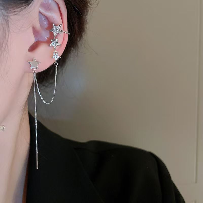 Star Earring Chained Cuff
