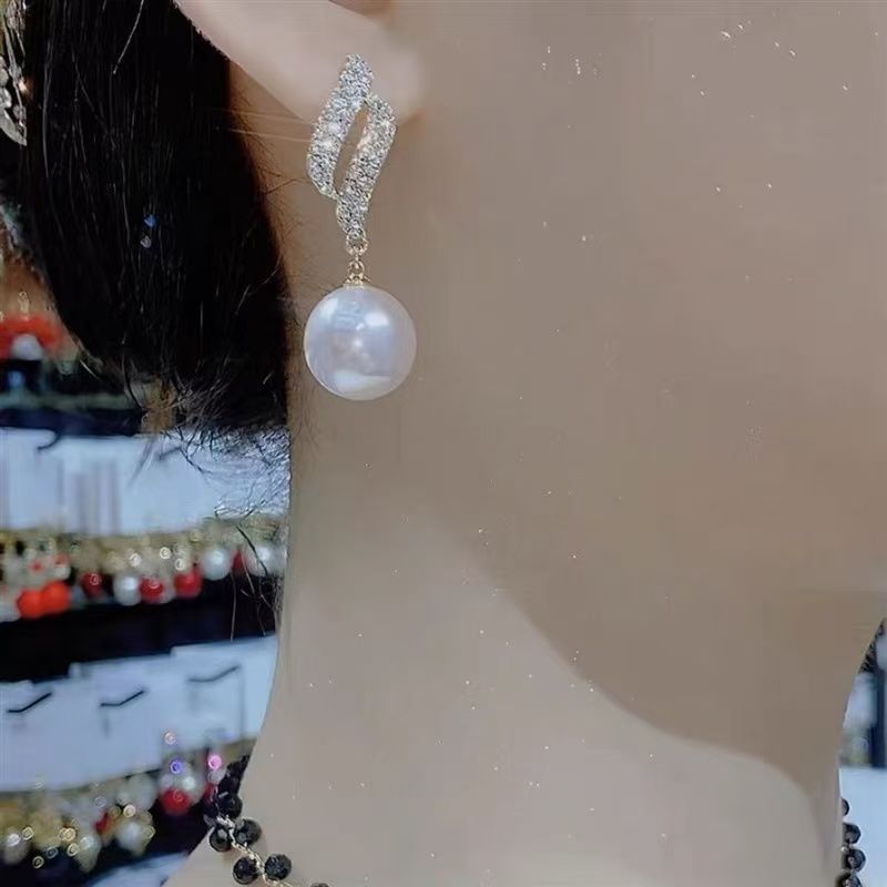 Faux Earring Pearl Rhinestone Stud